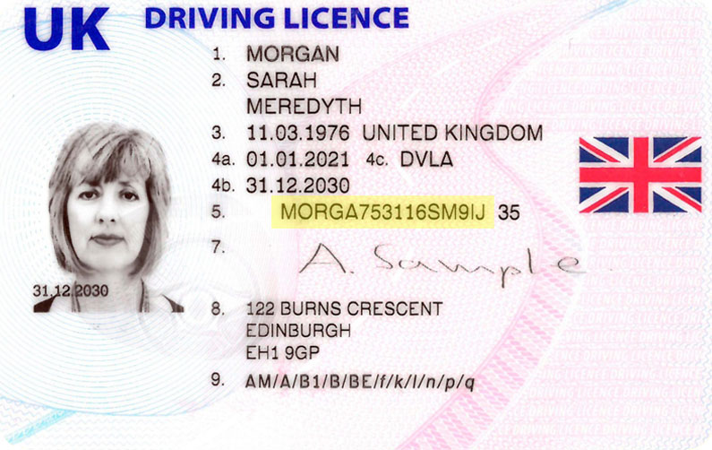 Current Licence Example